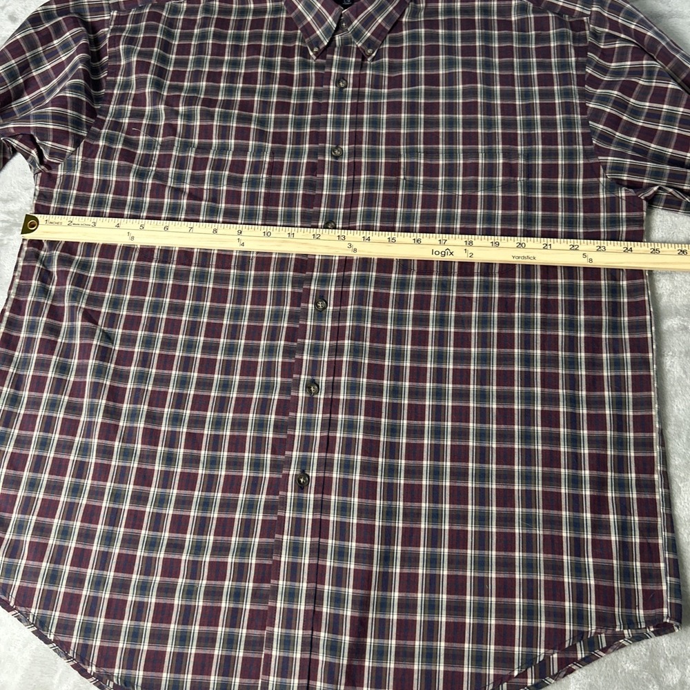 Van Heusen Shirt Mens Large Plaid Long Sleeve Button Up Wrinkle Free - Picture 9 of 10